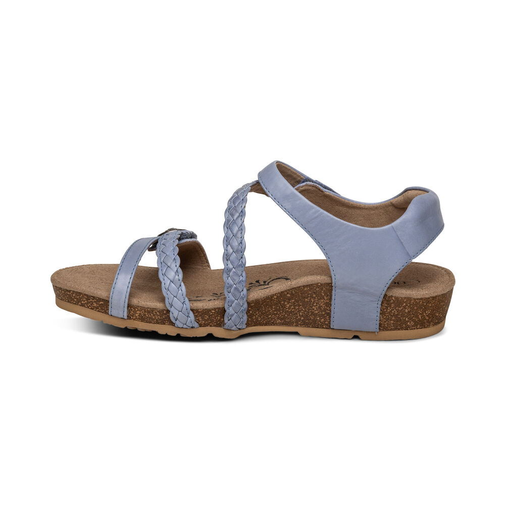 Aetrex Women's Jillian Braided Quarter Strap Sandals - Blue | USA Z0GYGGX